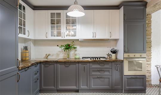 New grey and white kitchen showroom